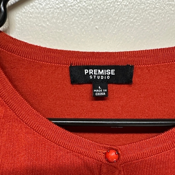 Premise Bold Rust color Women's Cardigan with decorative buttons - Picture 2 of 10